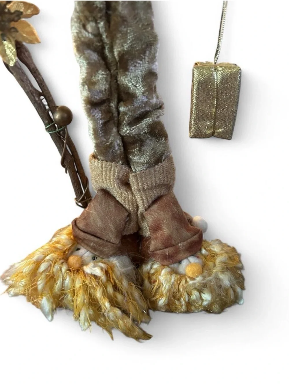 Whimsical Plush Gnome Doll - Gold & Brown 13”